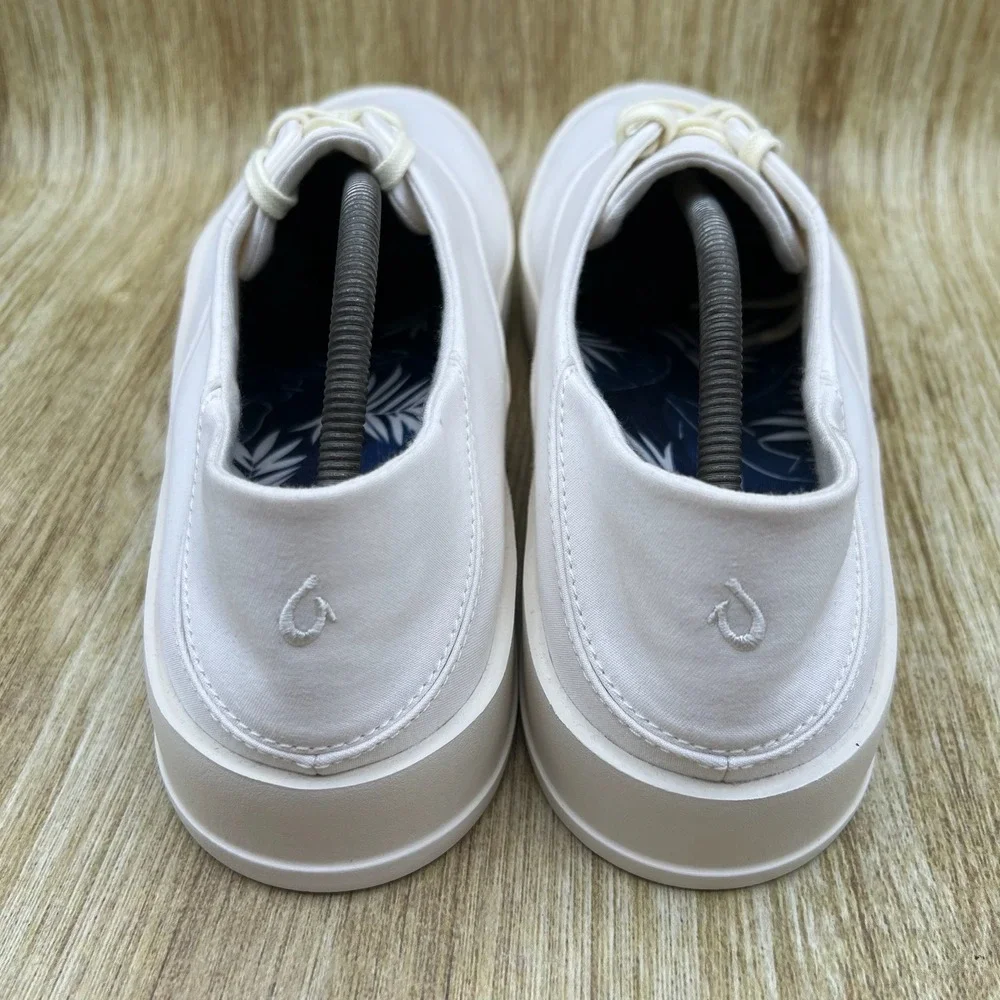 OluKai Tradewind Sneakers Mens Size 12 Off White Textile Drop-in Heel 10533-1818